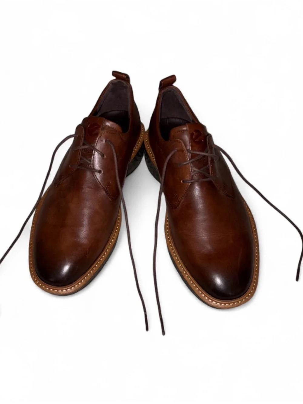 ECCO ST.1 Hybrid Toe Men’s Cognac Leather Oxford Dress Shoes, Size 7-7.5/ EU 41